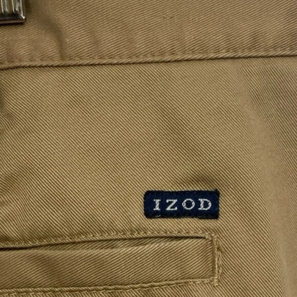 IZOD Pants American Chino Men's 40x32 (Act 40x31) Flat Front Brown Khaki - Picture 4 of 4